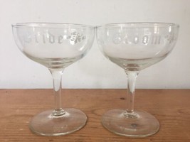 Pair Traditional Wedding Wine Glasses Etched Bride Groom Wide Stem Champ... - £23.91 GBP