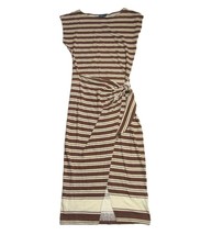 NWT Polo Ralph Lauren Striped Jersey Wrap Tee Midi in Brown Stripe Dress S - $92.00