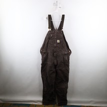 Vintage 90s Carhartt Mens 42x30 Distressed Spell Out Double Knee Overalls Brown - £100.95 GBP