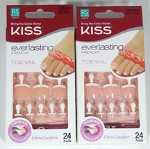 Lot of 2 Kiss Everlasting French Toenails Kit, 53244 Short - 24 Nails (T... - $14.99