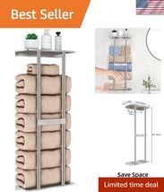 Space-Saving Bathroom Towel Storage with Floating Shelf - 30 Inch Design - $60.00