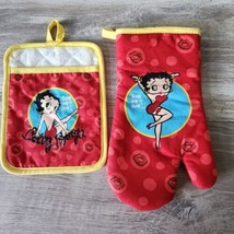 Betty Boop Kitchen set Pot Holder &amp; Mitt - FLAWS - £7.43 GBP