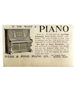 Ivers &amp; Pond Piano 1894 Advertisement Victorian Musical Instruments 2 AD... - $27.41 CAD