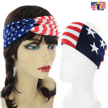 American Flag USA Turban Wide Hair Head Wrap HeadBand Biker Bandanna 4th... - £3.87 GBP+