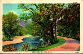 Generic Landscape Greetings From Bay City Michigan MI Linen Postcard D14 - £3.12 GBP