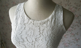 White Sleeveless Lace Tank Tops Summer Wedding Bridesmaid Lace Crop Top image 9