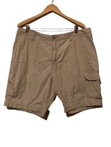 Nautica Jeans Men Size 38 Solid Khaki 100% Cotton No Stretch Casual Cargo Shorts - £10.10 GBP