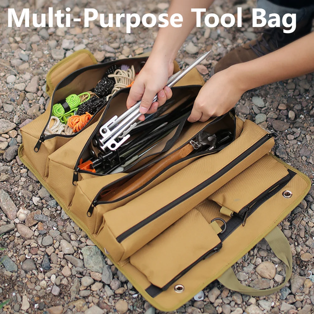 Foldable Camping Bag Multi-Purpose Tool Roll Up Bag Wrench Roll Pouch Hanging - £11.52 GBP+