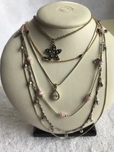 Lot 8 delicate thin silver necklace goldstone France approx 18 inch wearable - $41.57