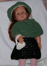 American Girl 3 Piece Green Outfit, Crochet, 18 Inch Doll, Handmade  - $15.00