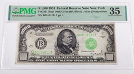 1934 $1000 Federal Reserve Note NY Fr #2211-Bdgs PMG Choice VF 35 - £3,984.60 GBP