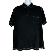 Cremieux Men&#39;s Polo Shirt Size XL Black Short Sleeved 100% Cotton - £13.18 GBP