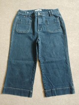 Chicos Platinum Cropped Capri Jeans Womens 0.5 US 6 Dark Blue Wide Leg Stretch - £18.64 GBP