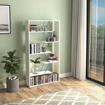 Modern Industrial 6-Shelf Etagere Bookcase, White/Blue Home Office - $3,254.81 MXN