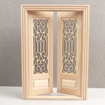 AirAds Dollhouse DIY 824C- 1:12 Scale DIY Dollhouse Double Hung Door Unfinished  - £12.11 GBP
