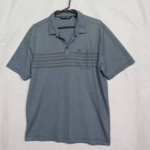 Travis Mathew Blue Polo Pocket Shirt Striped Dots Print Sz Large L Golf - $23.70