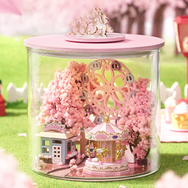 Play DIY Casa Wooden Doll House Miniature Building Blocks Kit A Dollhouse With F - £41.56 GBP