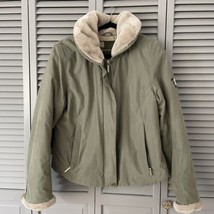 Metropolis by Couloir Bomber Jacket Army Green Coat Hooded Faux Fur Trim... - £21.58 GBP