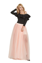 Pink Maxi Split Tulle Skirt Women Plus Size Floor Length Tulle Skirt image 10