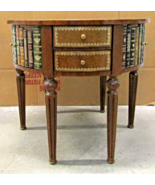 Vintage Maitland Smith Signature Tromp l&#39;oeil Center Drum Table Tooled L... - $1,242.42 CAD