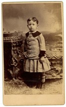 CIRCA 1870&#39;S CDV Adorable Little Child Wearing Dress In Studio Photo By Farley - £7.13 GBP