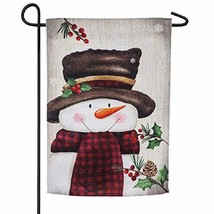 Meadow Creek Smiling Snowman Decorative Textured Suede Garden Flag,12.5" x 18" - $14.99