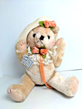 Country Cozys Originals Teddy Bear Cream Plush Stuffed Toys With Hat And Flower - £12.69 GBP