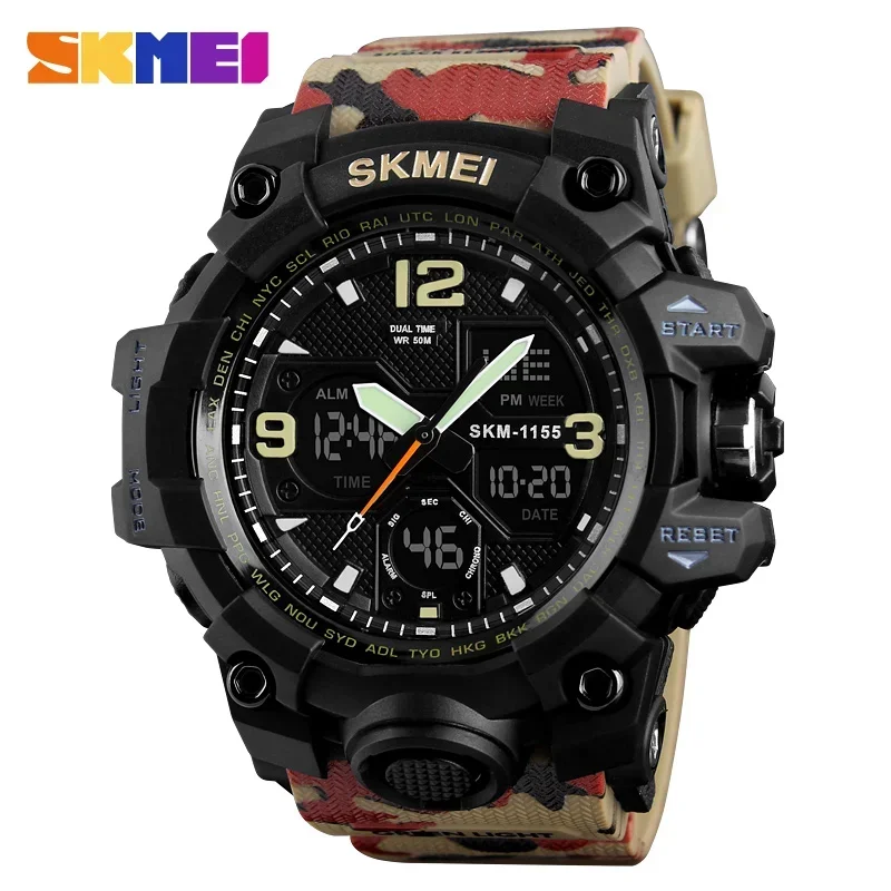 1155B Sport Watch 5Bar Waterproof Dual Display Wristwatches Relogio Masc... - $23.69