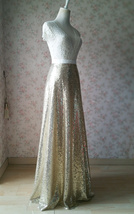 Gold Sequined Maxi Skirt Wedding Party Plus Size Sequin Skirt Outfit image 5