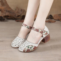 Women Female Ladies Mother Genuine Leather Shoes Sandals High Heel Summer Cool B - £46.15 GBP