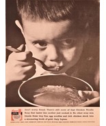 LIPTON CHICKEN NOODLE SOUP - Little Boy Eating Soup - 1962 Vintage Print Ad - $14.80 CAD