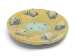 Handmade Ceramic Draining Soap Dish, Seashell Soap Bar Holder, Beach Pot... - £39.44 GBP