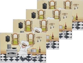Set Of 4 Same Kitchen Plastic Placemats (11&quot;x17&quot;) Fat Chef Tasting With Spoon,Gr - £14.00 GBP