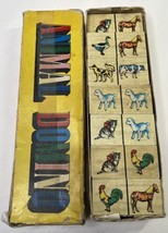 Vintage Animal Dominoes Colorful Farm Ducks Horses Cat Dog Cow - $8.79