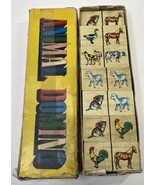 Vintage Animal Dominoes Colorful Farm Ducks Horses Cat Dog Cow - £6.94 GBP