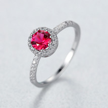 Ruby Ring Female 925 Silver Style Single Row Diamond Personality ed Gems Bracele - £24.86 GBP