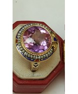 Antique 14k yellow Gold Ring Amethyst Seed Pearl Enamel, early 1900s - $1,800.00