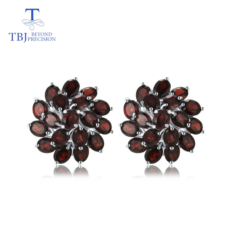 natural mozambique garnet gemstone jewelry set 925 sterling silver nice flower d - £187.49 GBP