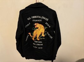 Vtg 1970’s Vietnam War Era Velvet  Souvenir Jacket Lg uss forrestal  cva 59 - $197.01