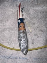 Patriotic Uncle Sam Hand Painted Gourd Red White Blue Christmas Ornament 9” - £23.55 GBP