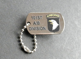 ARMY 101ST AIRBORNE DIV POW MIA DOG TAG LAPEL PIN 1.25 INCHES W/ MINI CHAIN - £4.57 GBP