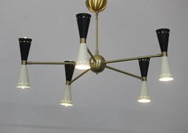 Handcrafted Modern Mid Century Solid Brass 10 Light Ceiling Chandelier Lamp - £529.63 GBP