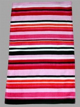 French Bull OUI Bright Bold Pink Red Black Orange Stripes Velour Hand Towel NWOT - £12.04 GBP