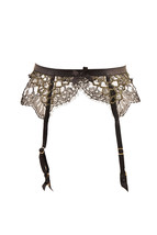 Agent Provocateur Womens Suspenders Gold Fishnet Lacy Sheer Black Size Ap 2 - £79.89 GBP