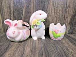 Easter Decorations Ceramic Figurines Bunny Rabbit Basket Candy Dish Coll... - $12.86