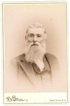 Circa 1890&#39;S Cabinet Card Handsome Older Man Long Beard B. Etter Great Falls, Nh - £9.55 GBP