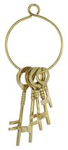 Vintage Antique Design Brass Golden Assorted Jailor Keys On Ring Set of 5 - $25.99