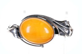 Egg yolk Amber Sterling Art Nouveau Style Bangle Bracelet - £256.60 GBP