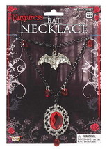 Vampiress Bat Necklace with Red Stone Pendant, Goth, Dracula NEW SEALED - £4.01 GBP