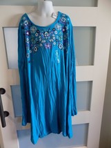 Justice Blue Ls Dress W/Flower Glitter Size 20 Girl's New - $25.55